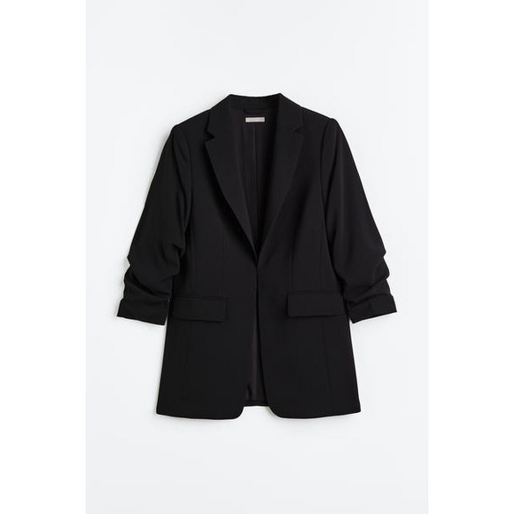 H&M Jackets & Blazers - H&M Gathered-sleeve Jacket in Black